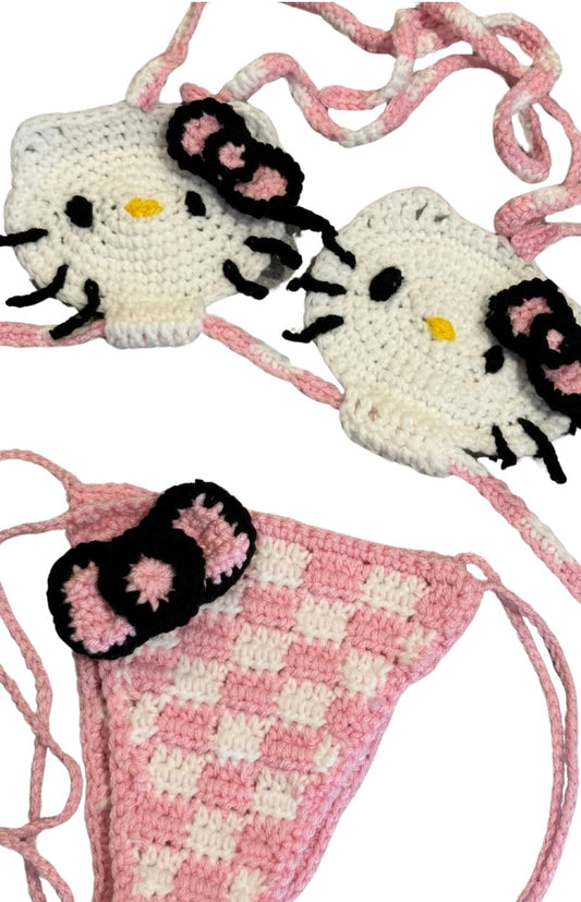 Custom Hello Kitty Inspired Crochet Bikini