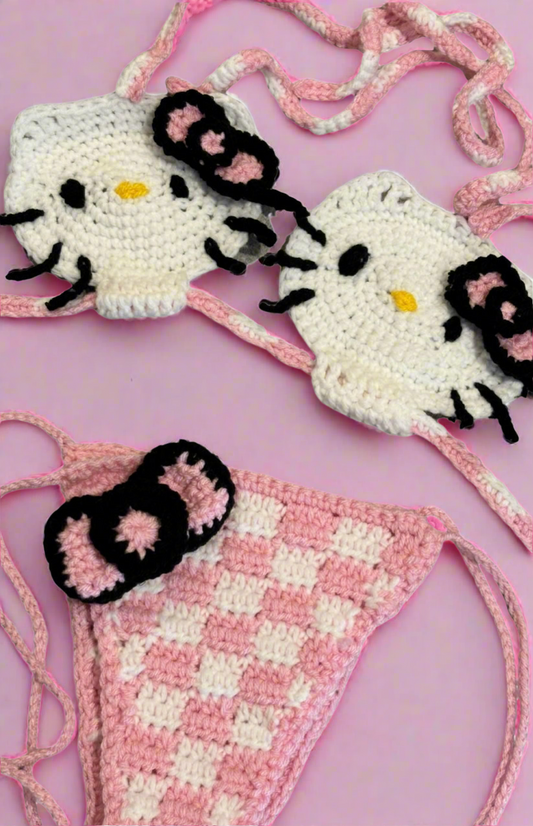 Custom Hello Kitty Inspired Crochet Bikini