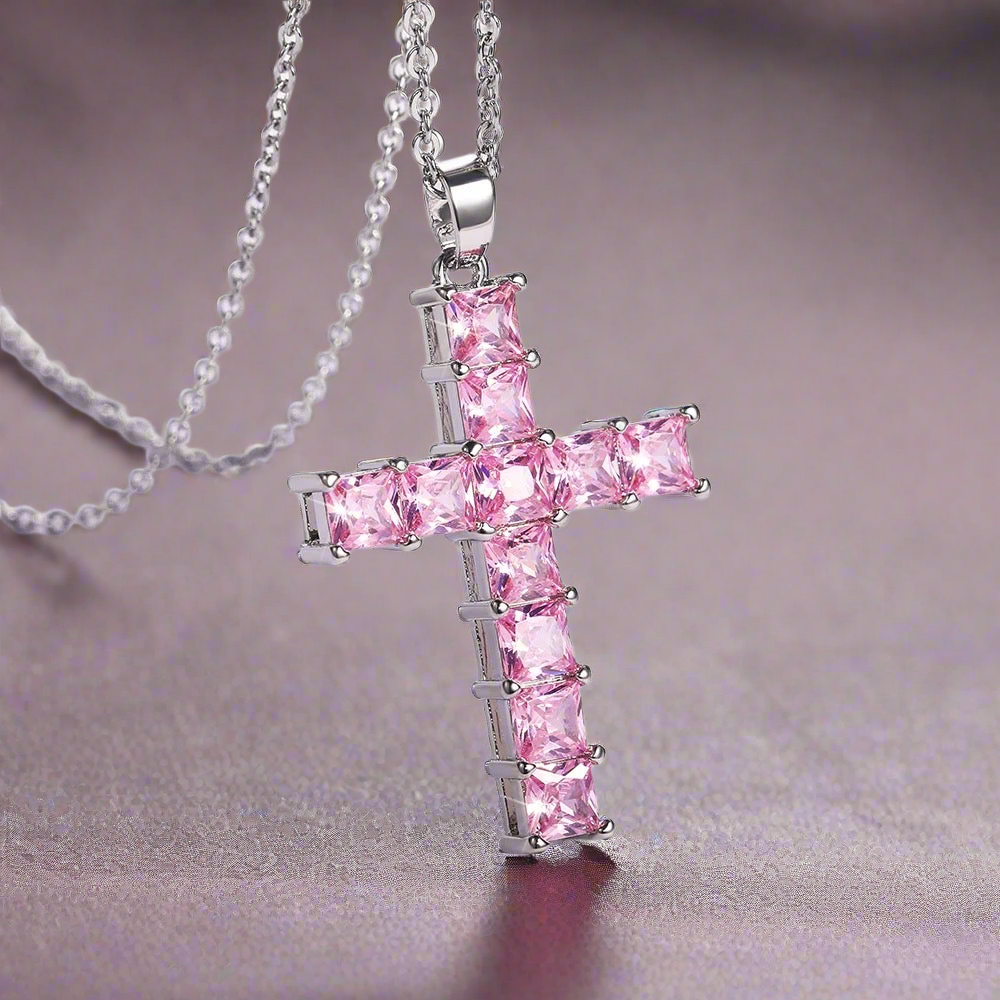 Pink Cross Necklace