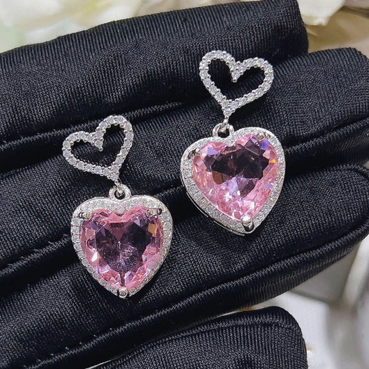 Pink Glam Heart Earrings