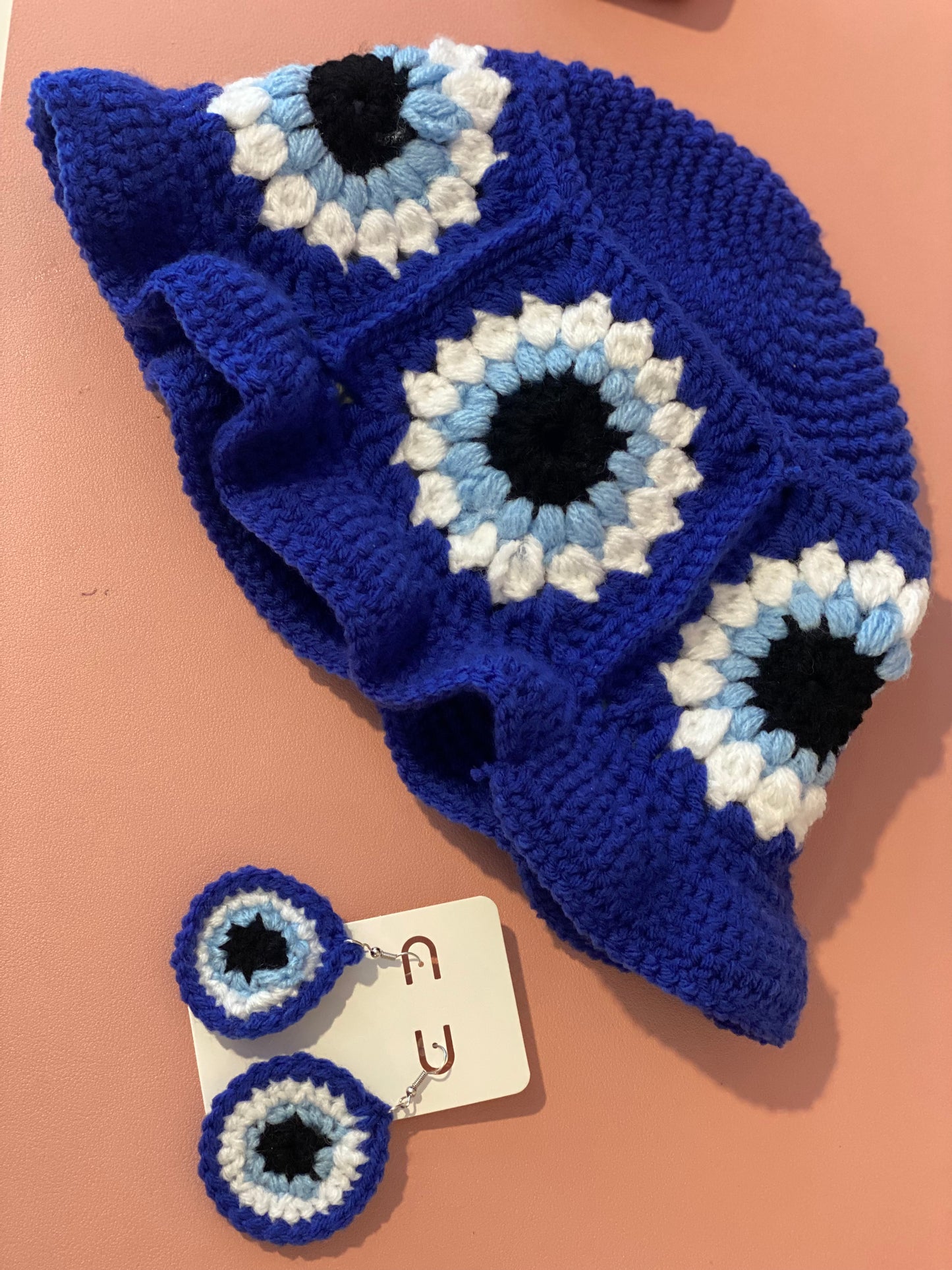 Evil Eye Hat & Earrings Set