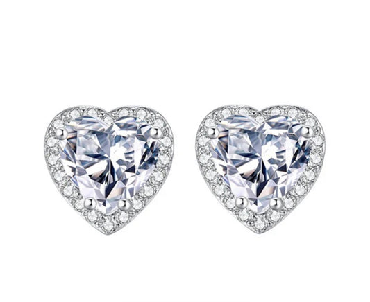 Silver Dainty Heart Earrings