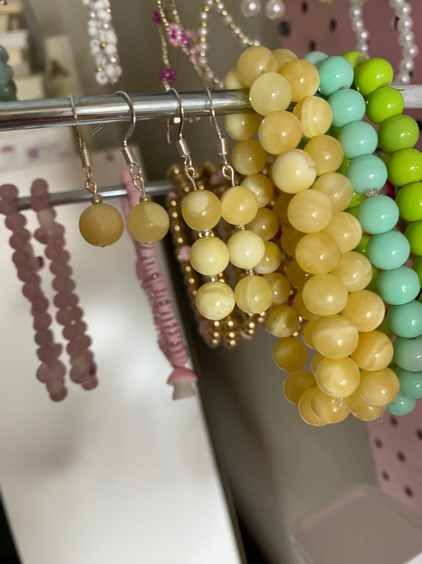 Lemon Drop Beaded Bracelet & Earrings