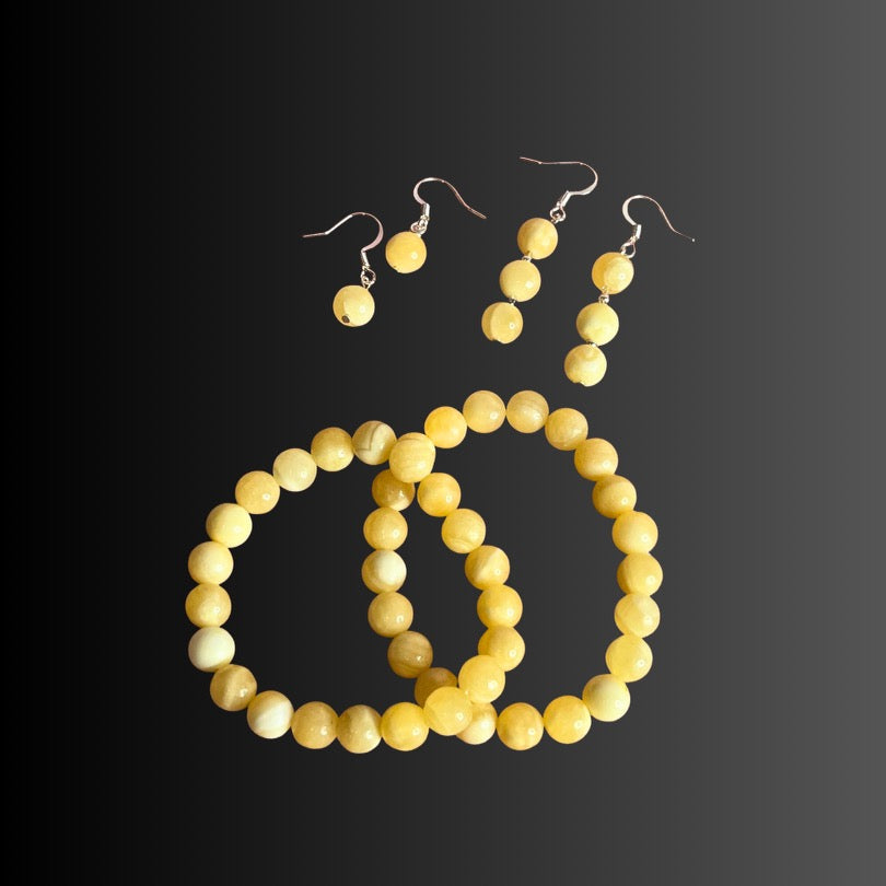 Lemon Drop Beaded Bracelet & Earrings