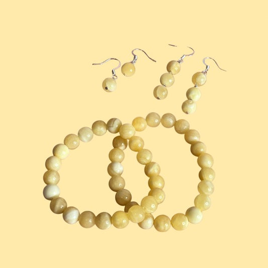 Lemon Drop Beaded Bracelet & Earrings