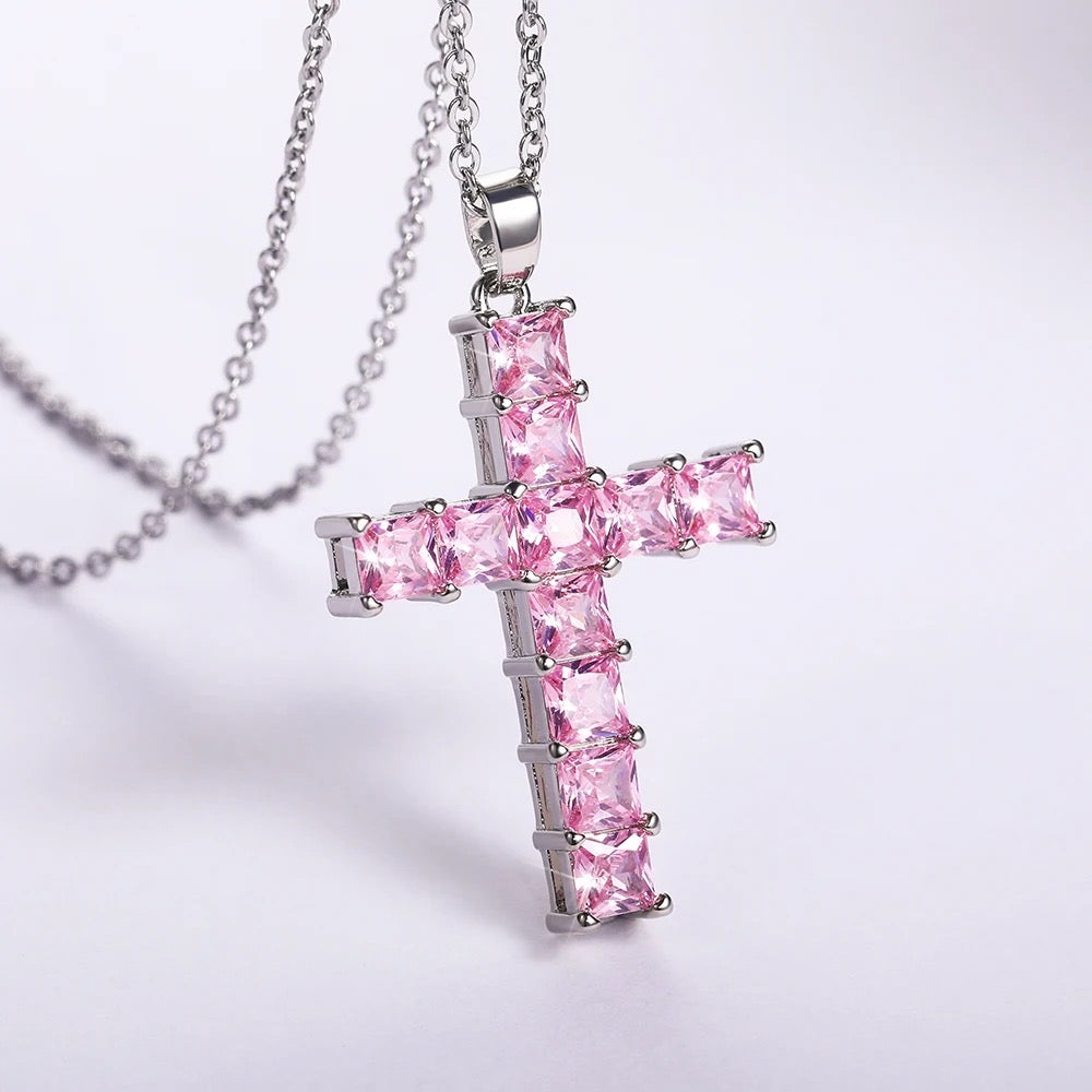 Pink Cross Necklace