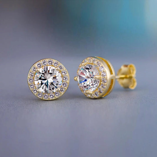 Gold Round Earrings