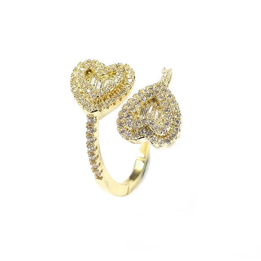 Gold Crushed Heart Ring