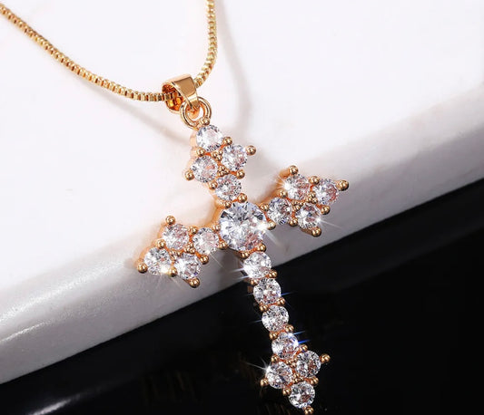 Gold Chrome Cross Necklace